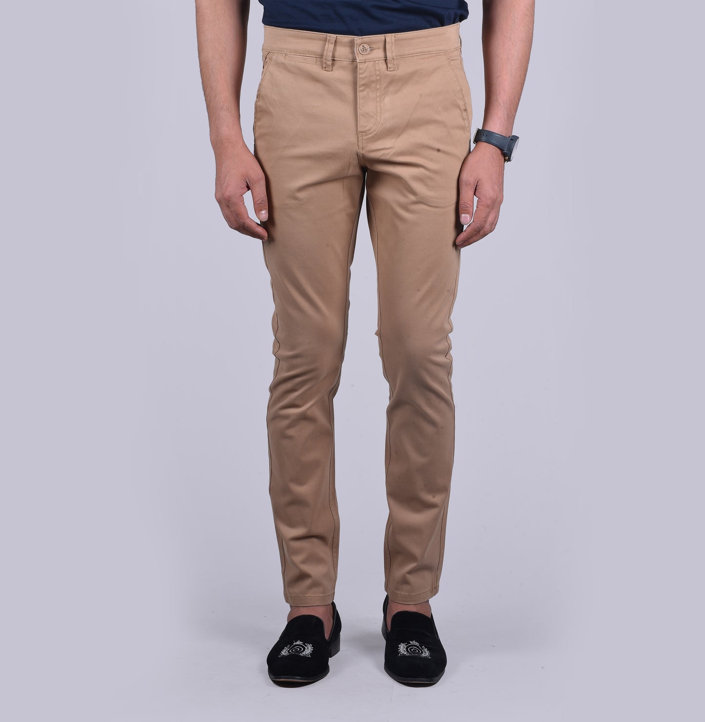 Khaki contour fit trousers. - urban clothing co.