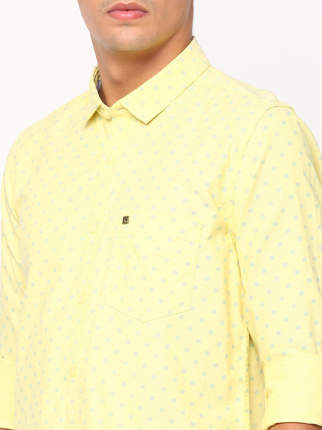 Slim Fit Yellow Printed Shirt