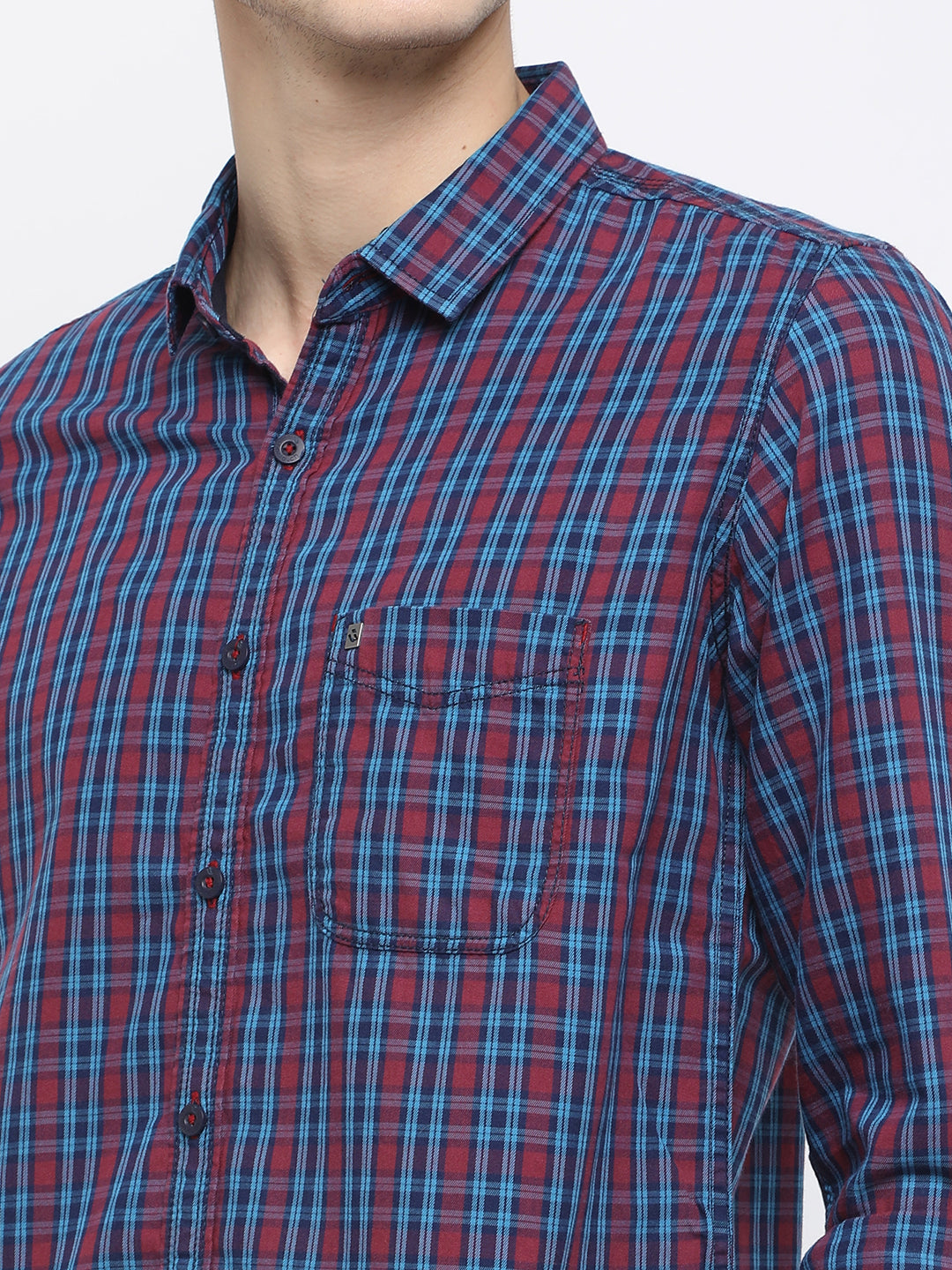 Pink and blue checkered casual shirt - urban clothing co.