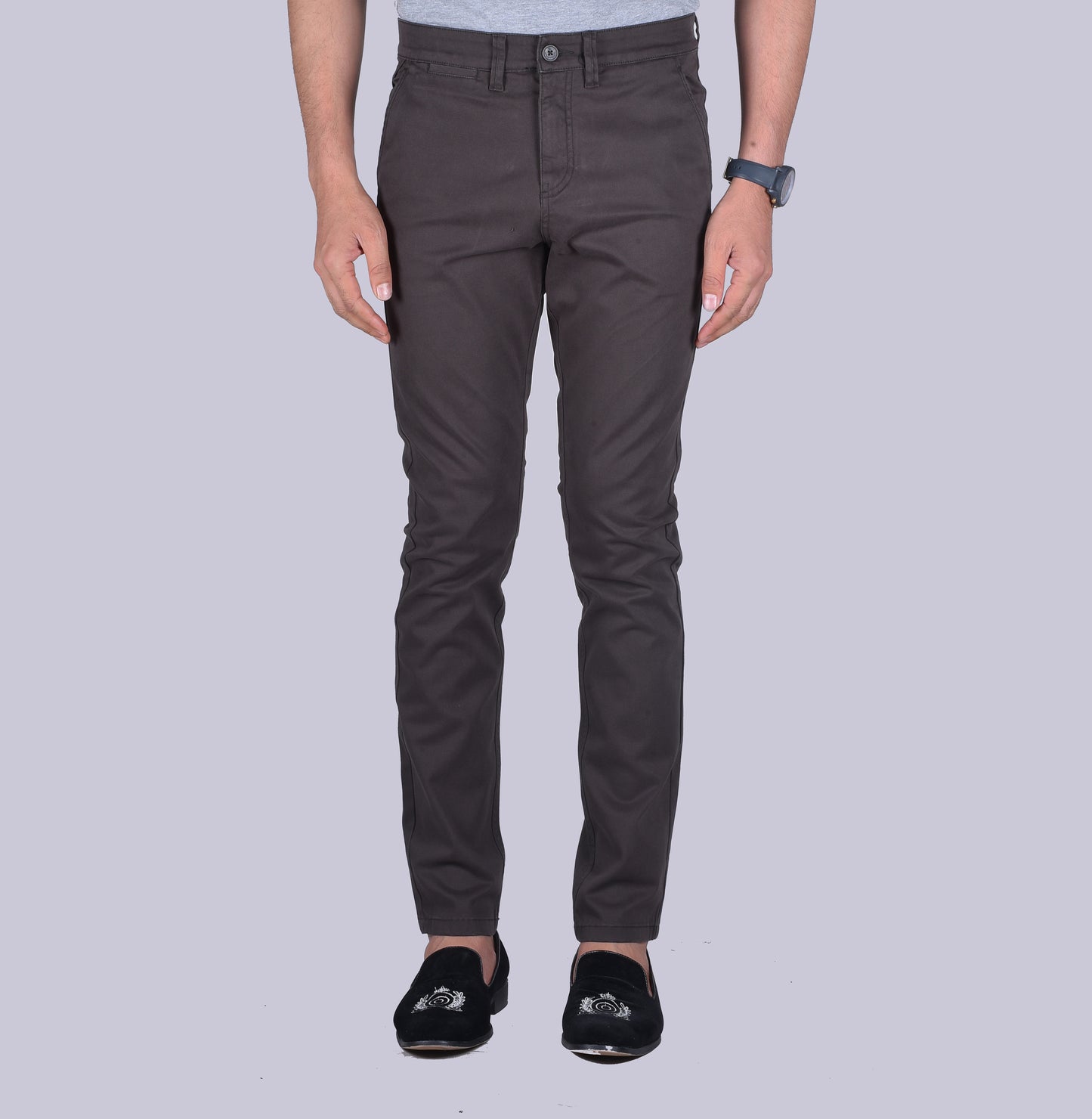 Dark grey contour fit trousers. - urban clothing co.