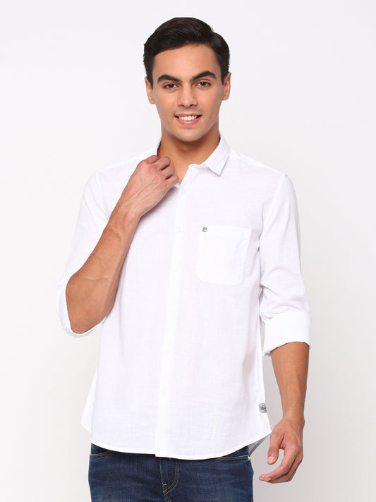 This slim fit plain white shirt with cut away collar