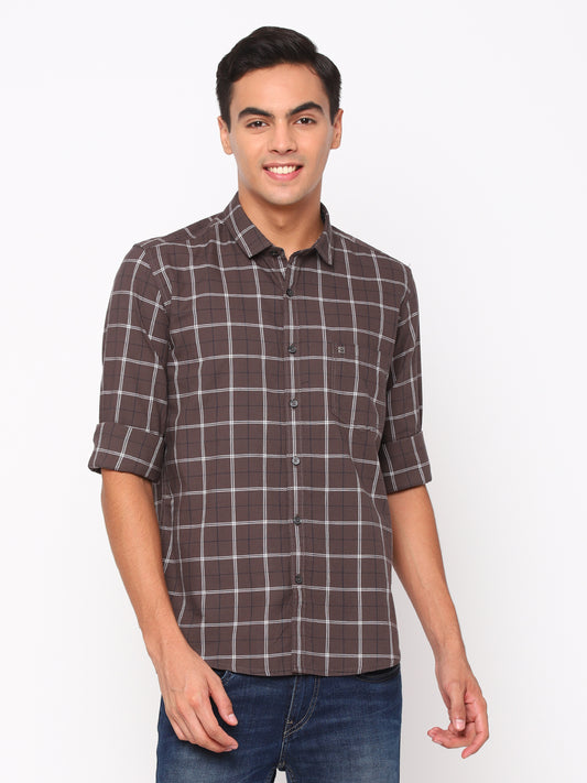 Brown Checkerd Shirt