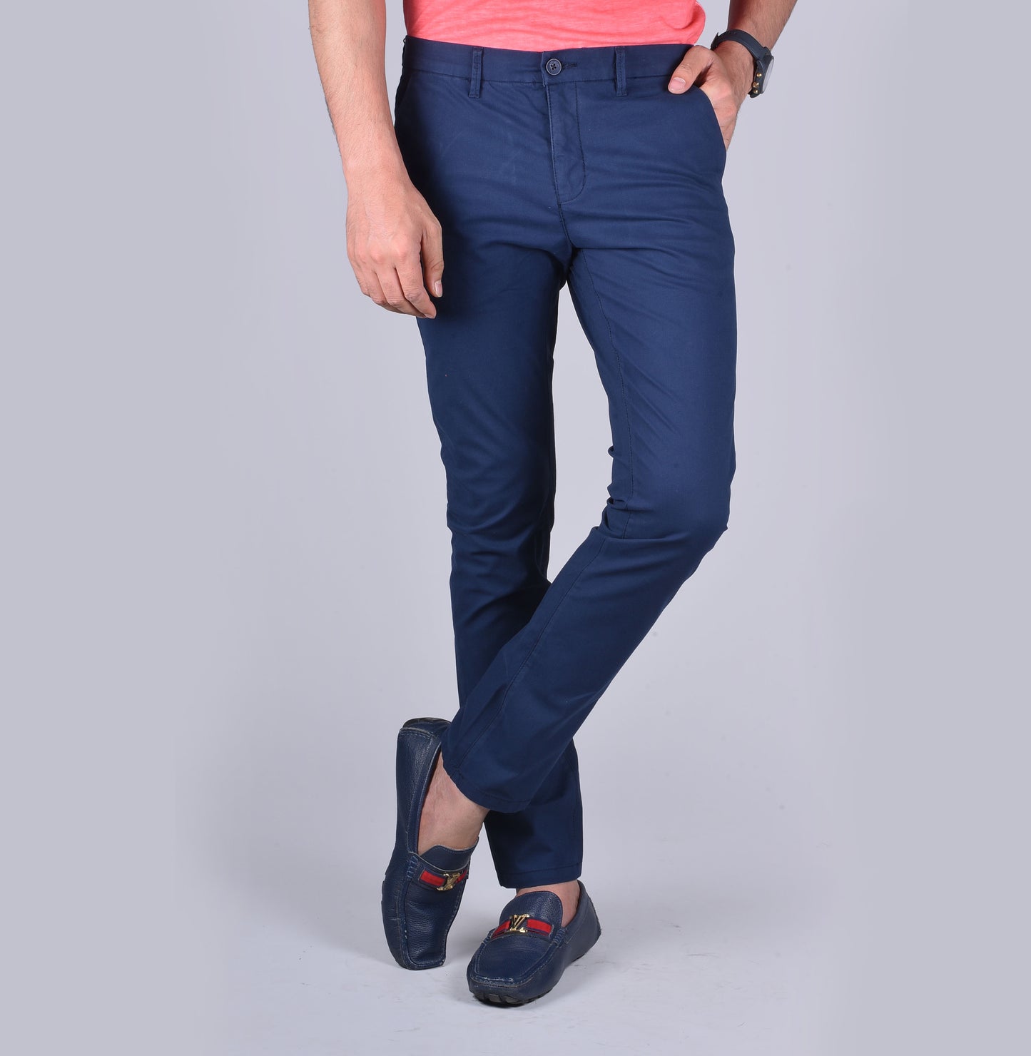 Blue contour fit trousers. - urban clothing co.