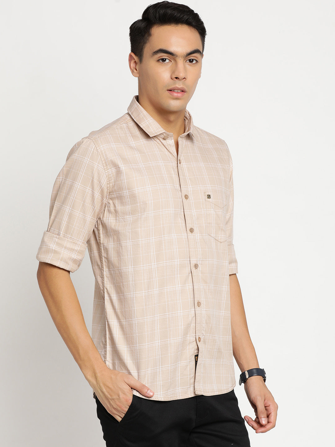 Light Brown Checkerd Shirt