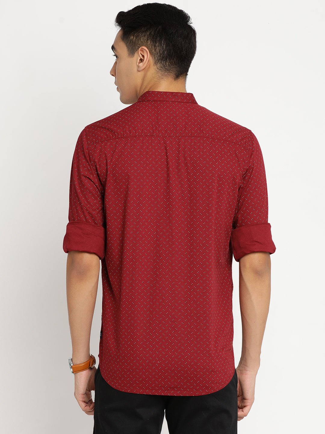 Slim Fit Red Printed Shirt