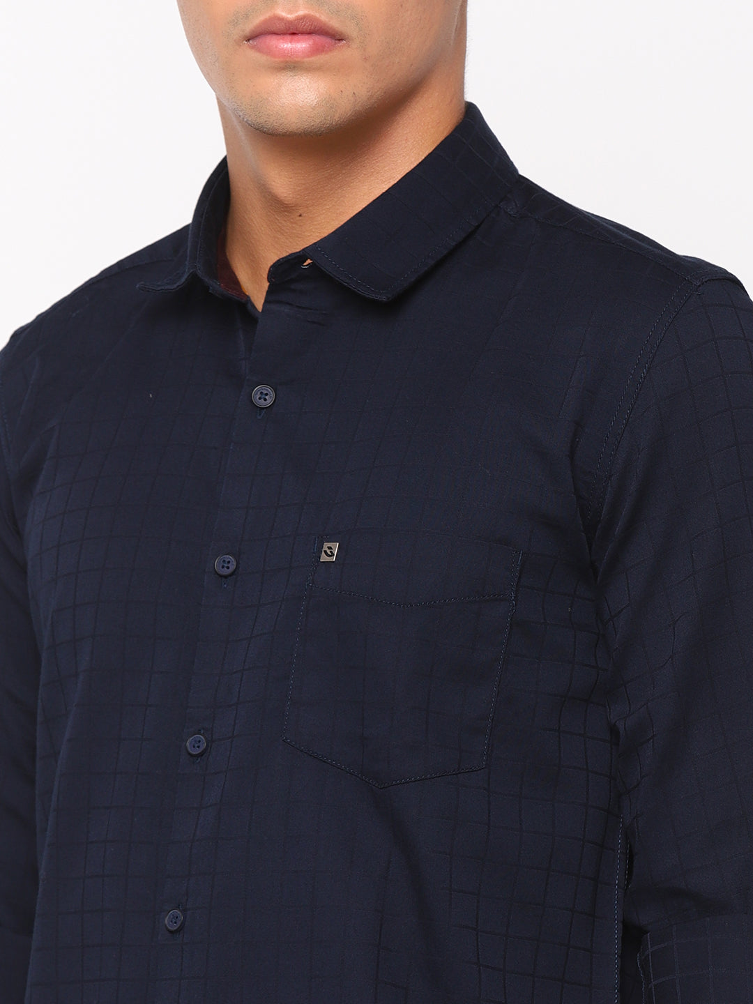 Dark Blue Checkerd Shirt