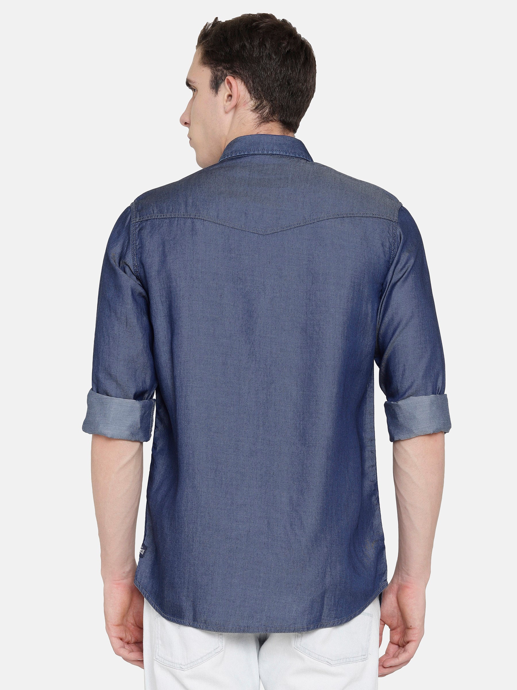 Buy Bare Denim by Pantaloons White  Dark Blue Checkered Regular Fit Casual  Shirt online  Looksgudin