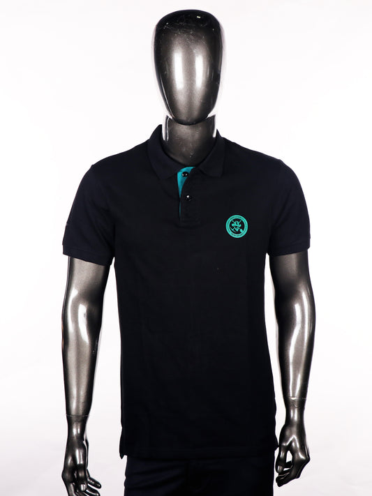 Slim Fit Black Color Polo T-Shirt in pique fabric