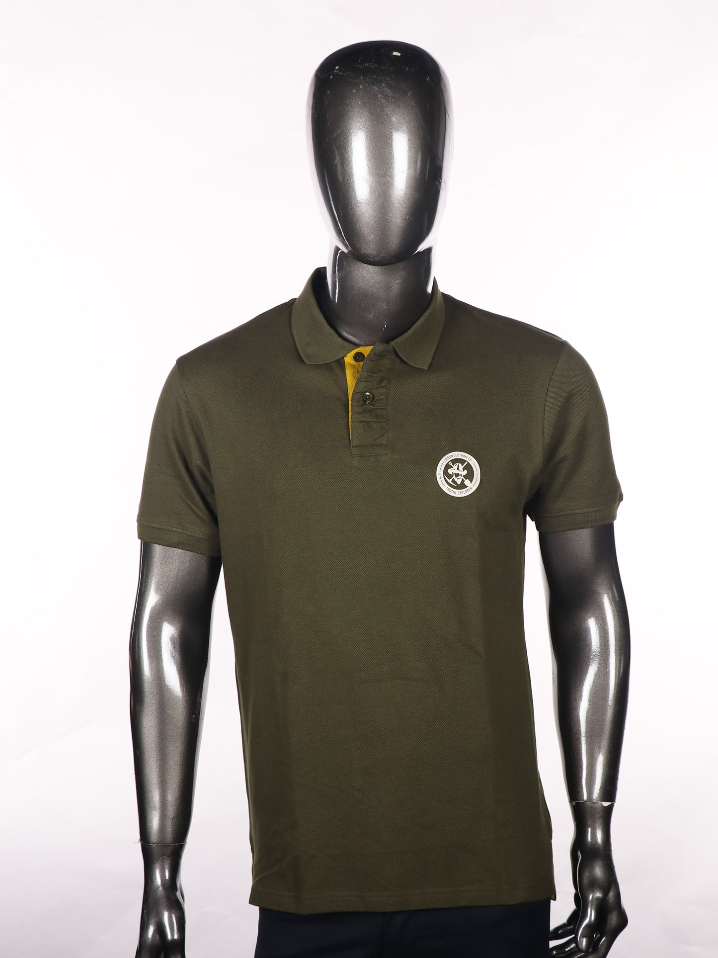 Slim Fit Dark Olive Color Polo T-Shirt in pique fabric