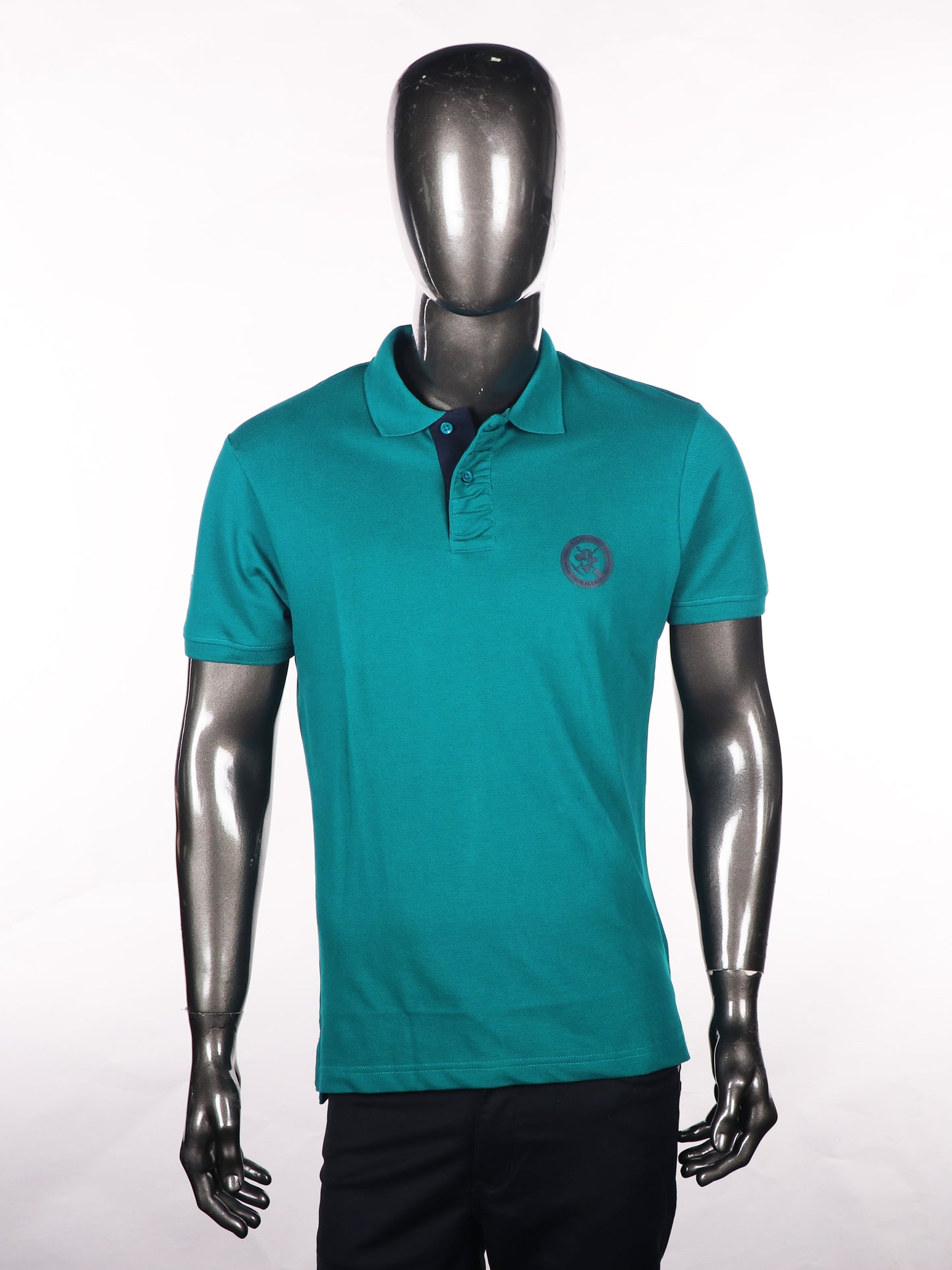 Slim Fit Teal Blue Polo T-Shirt in pique fabric