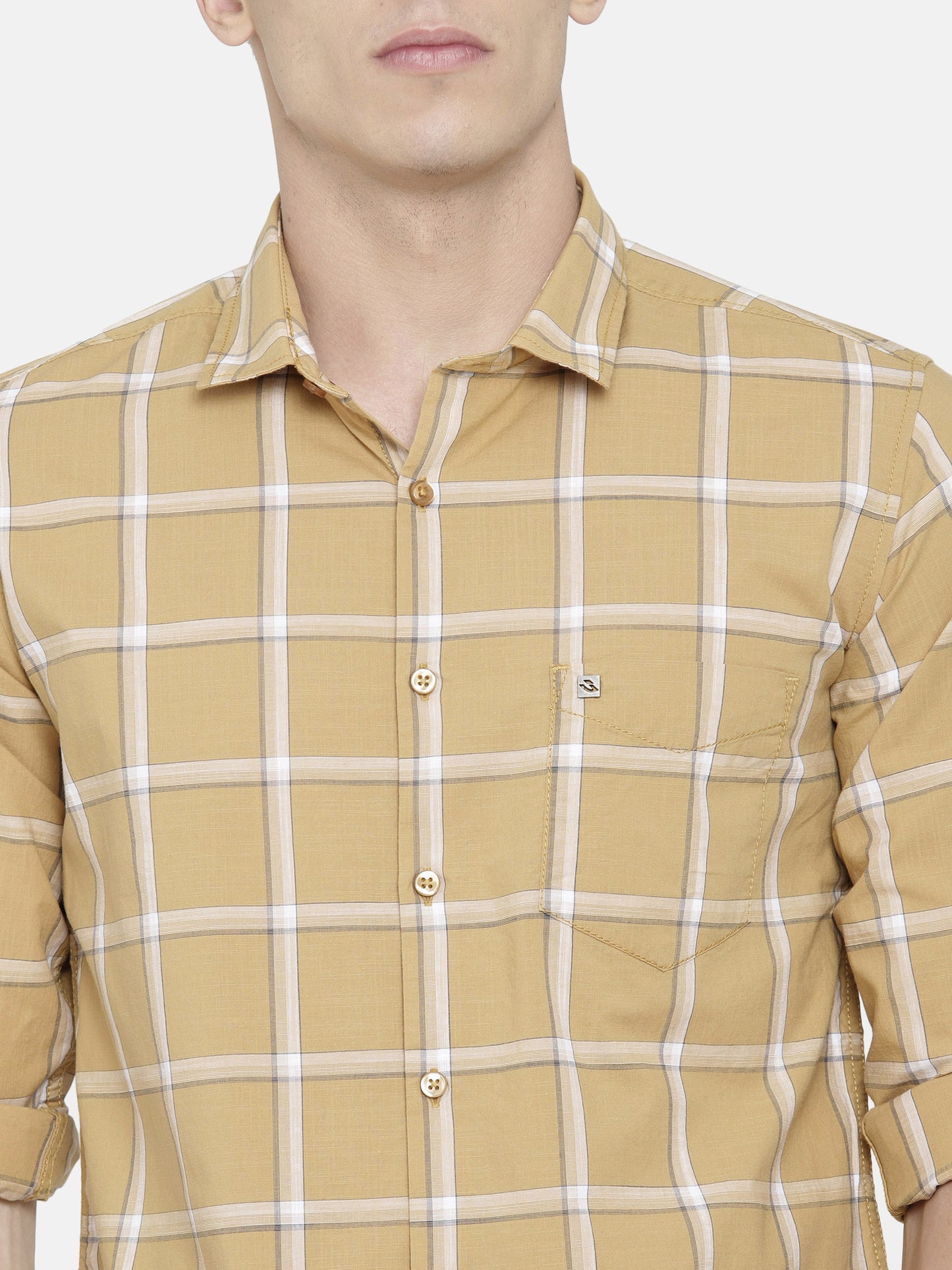 Mustard Yellow/ Brown Checkered Shirt
