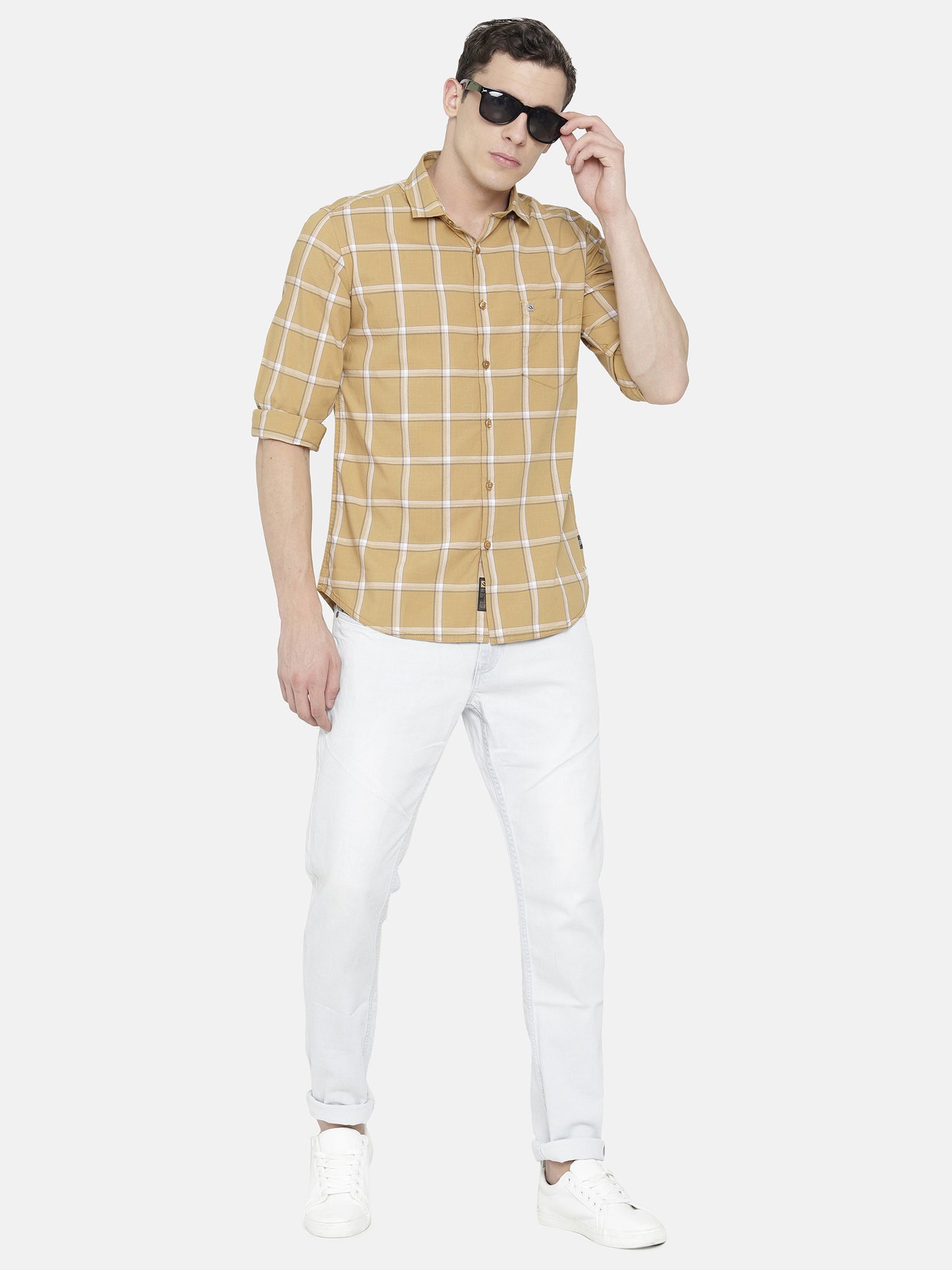 Mustard Yellow/ Brown Checkered Shirt