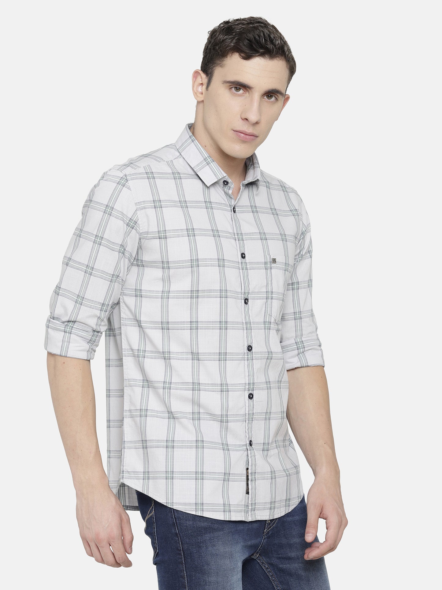 White and Grey Checkered Shirt