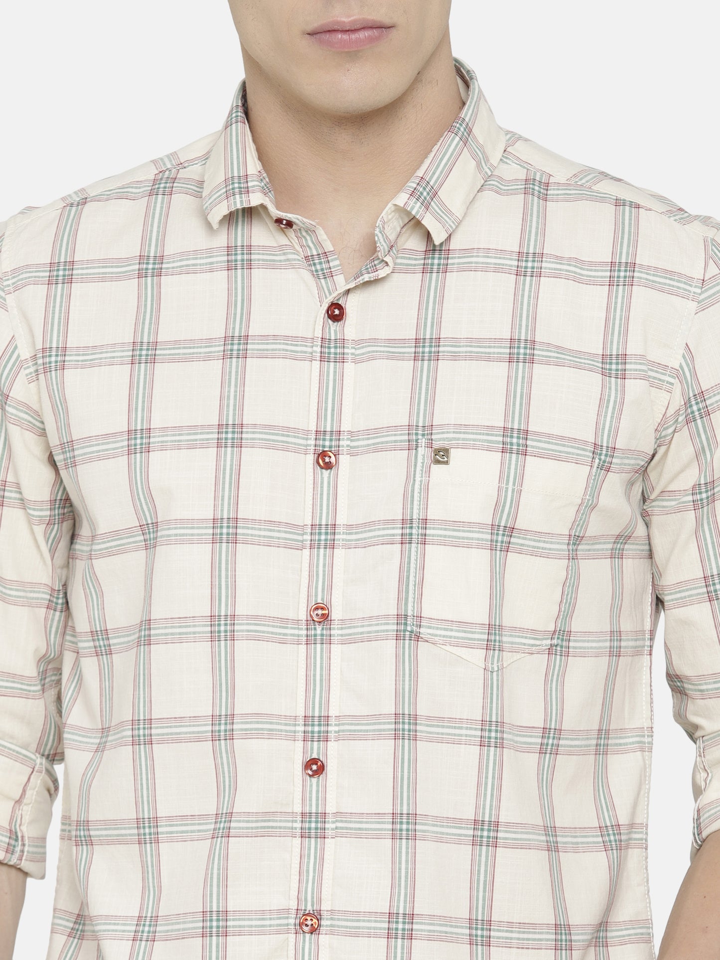 Off-White/ Beige Checkered Shirt