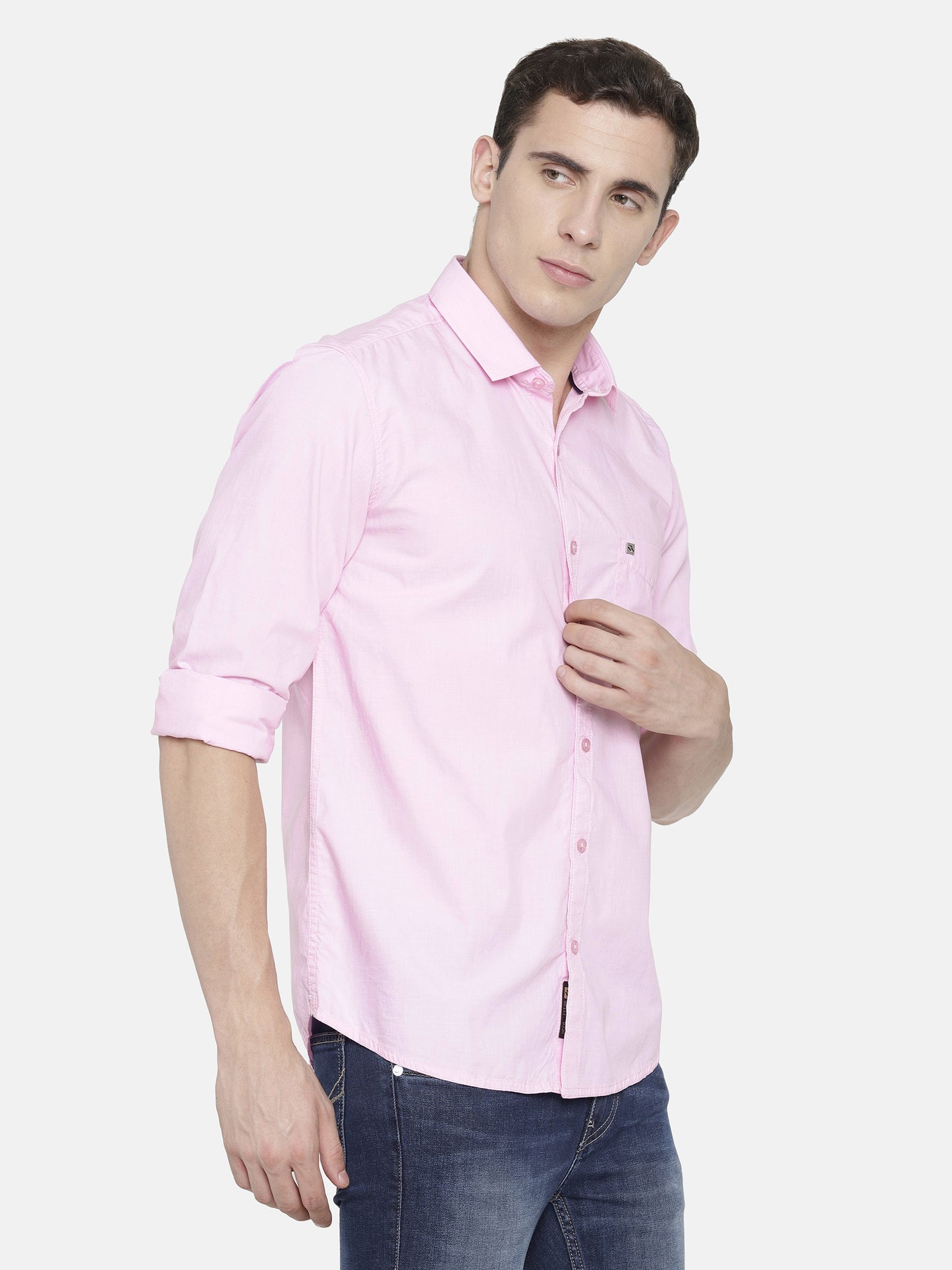 Pink Solid structured Shirt