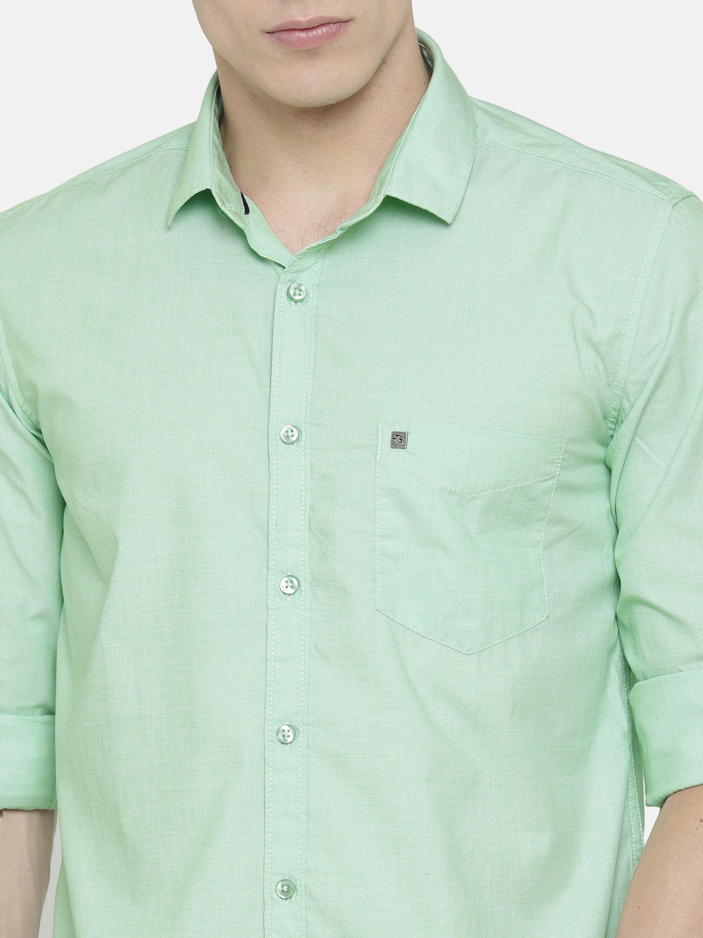 Light Green Solid structured Shirt