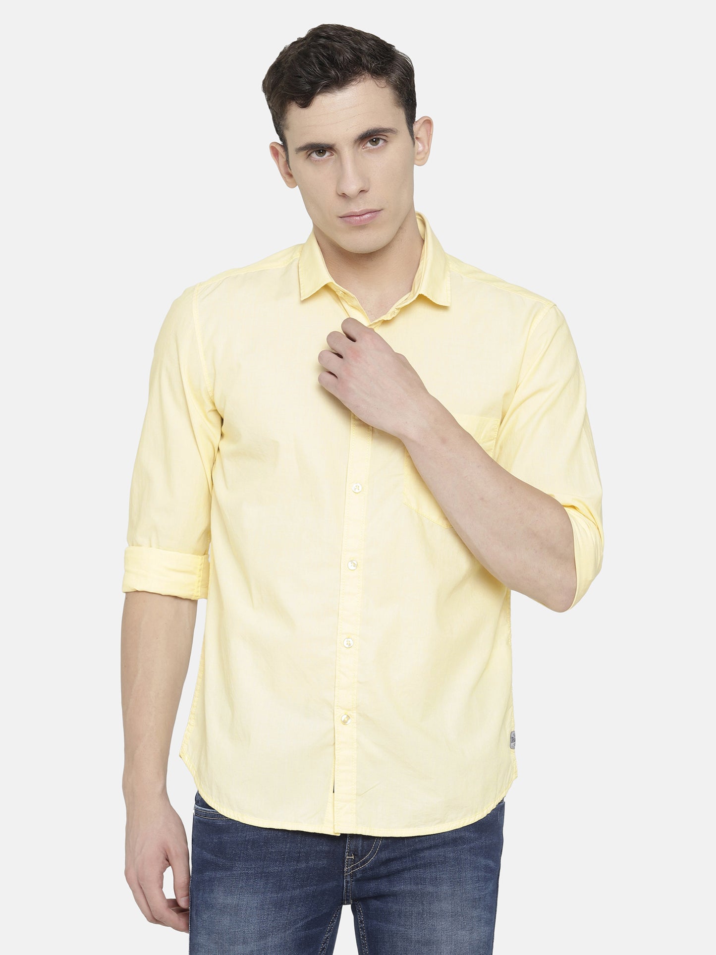 Yellow Solid structured Shirt