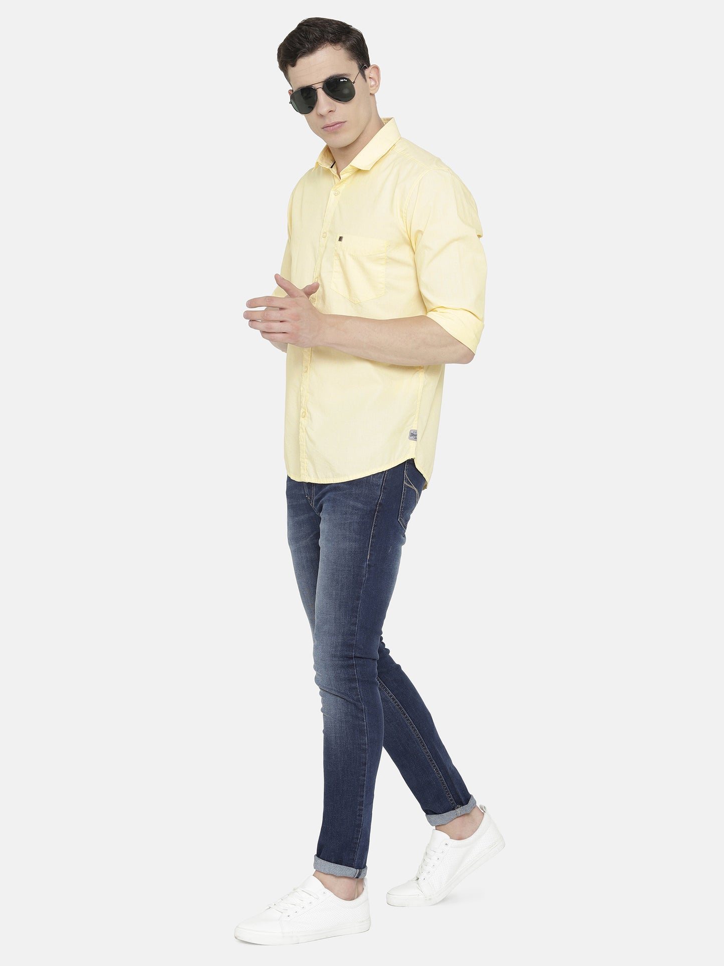 Yellow Solid structured Shirt