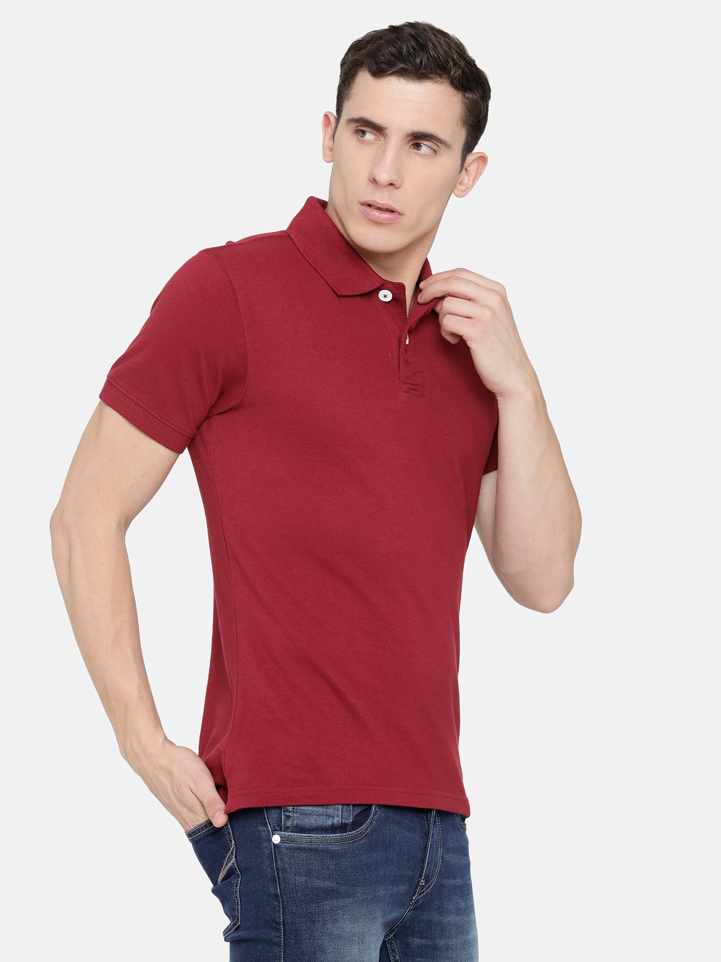 Maroon colour Polo T-Shirt pique