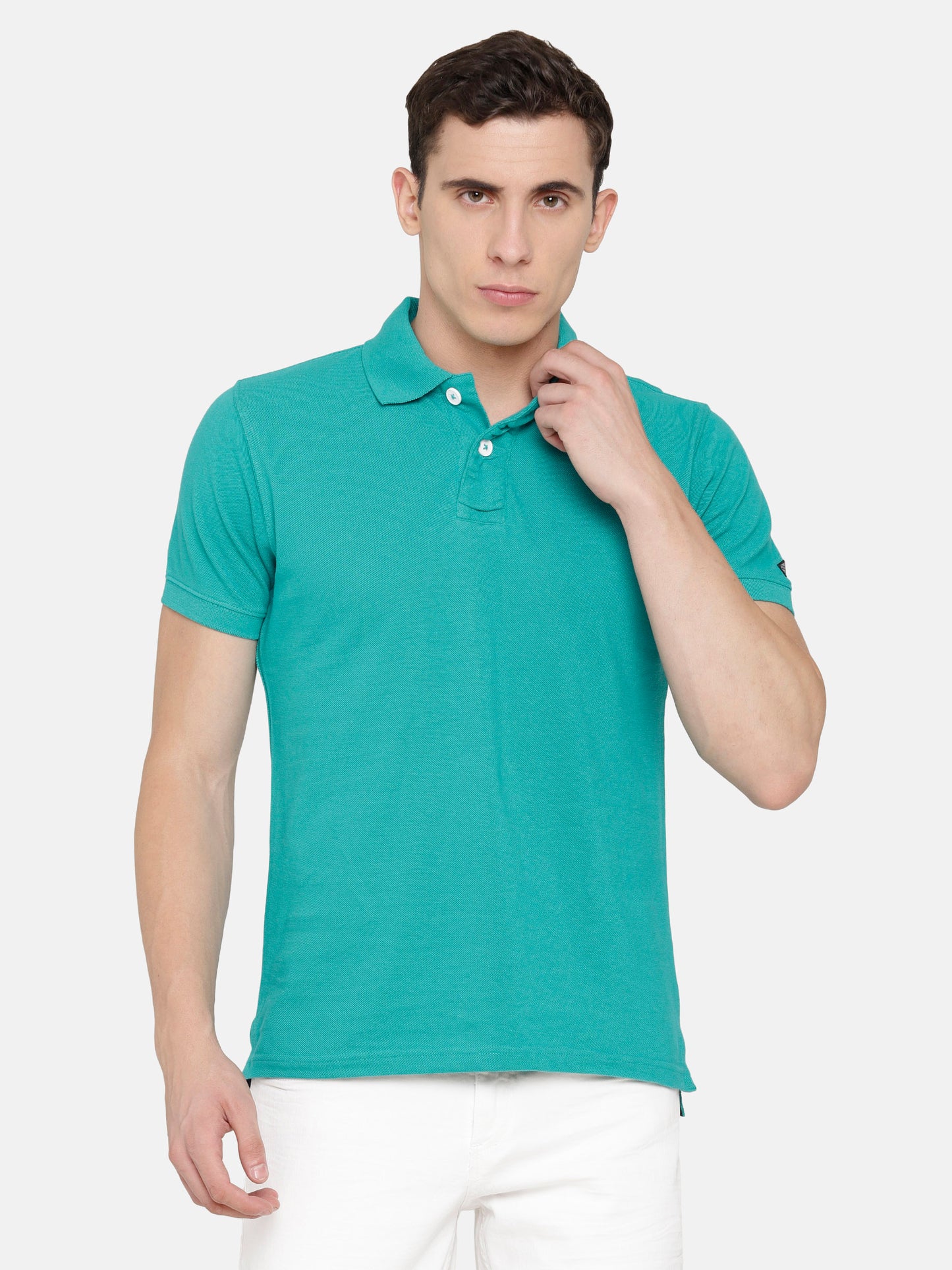 Slim Fit Aqua Green Polo T-Shirt in pique fabric
