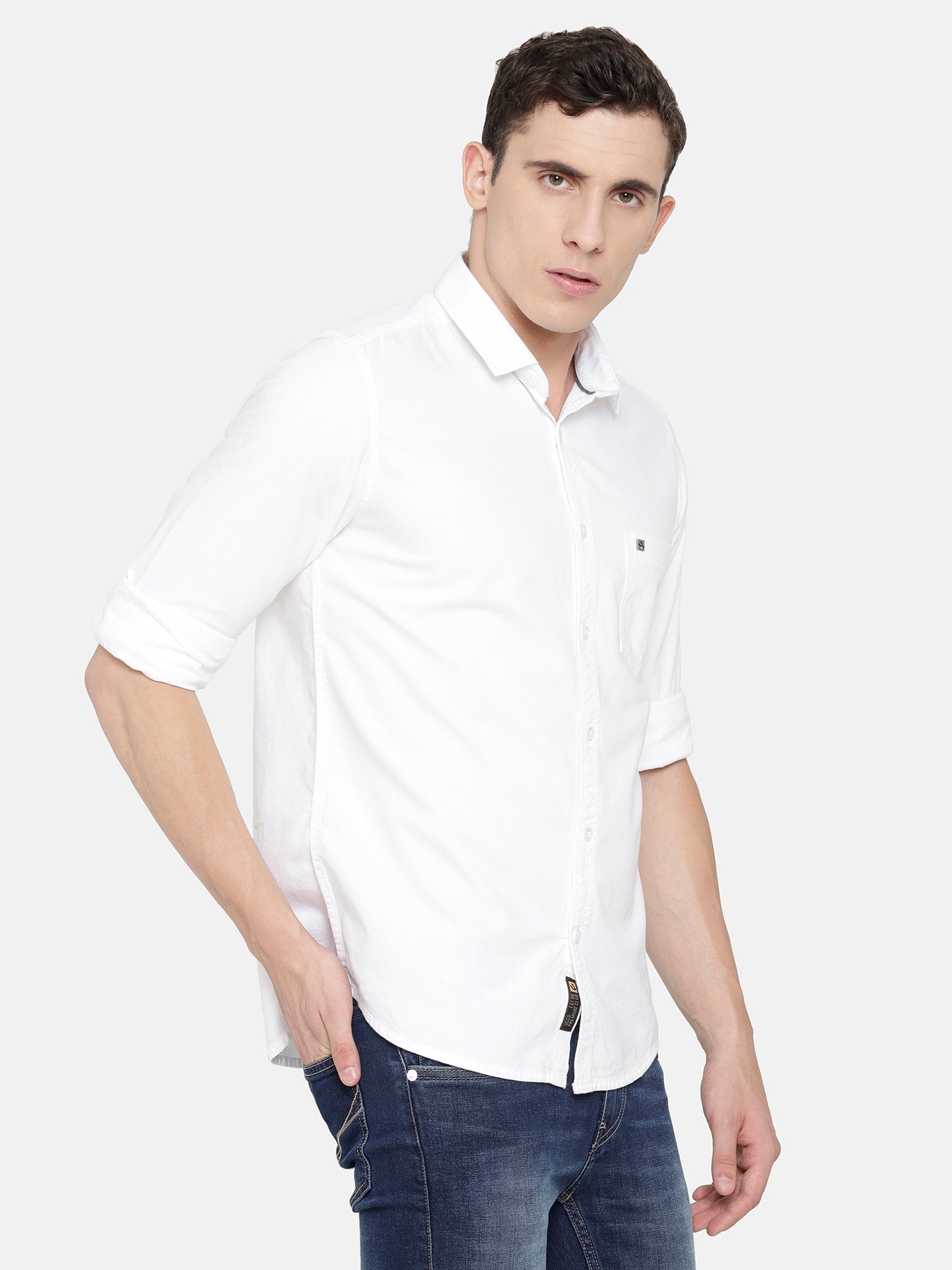 Slim Fit Solid White Oxford Shirt